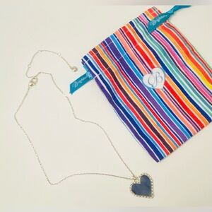 Brighton Silver Chain Necklace with Blue Heart Pendant